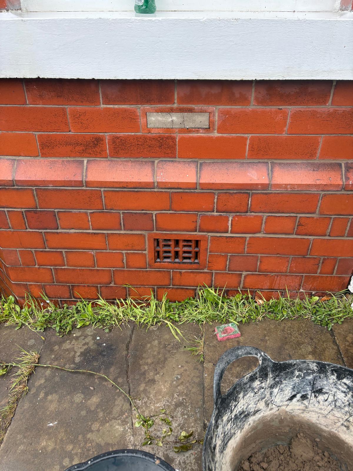Low level brickwork after cleaning