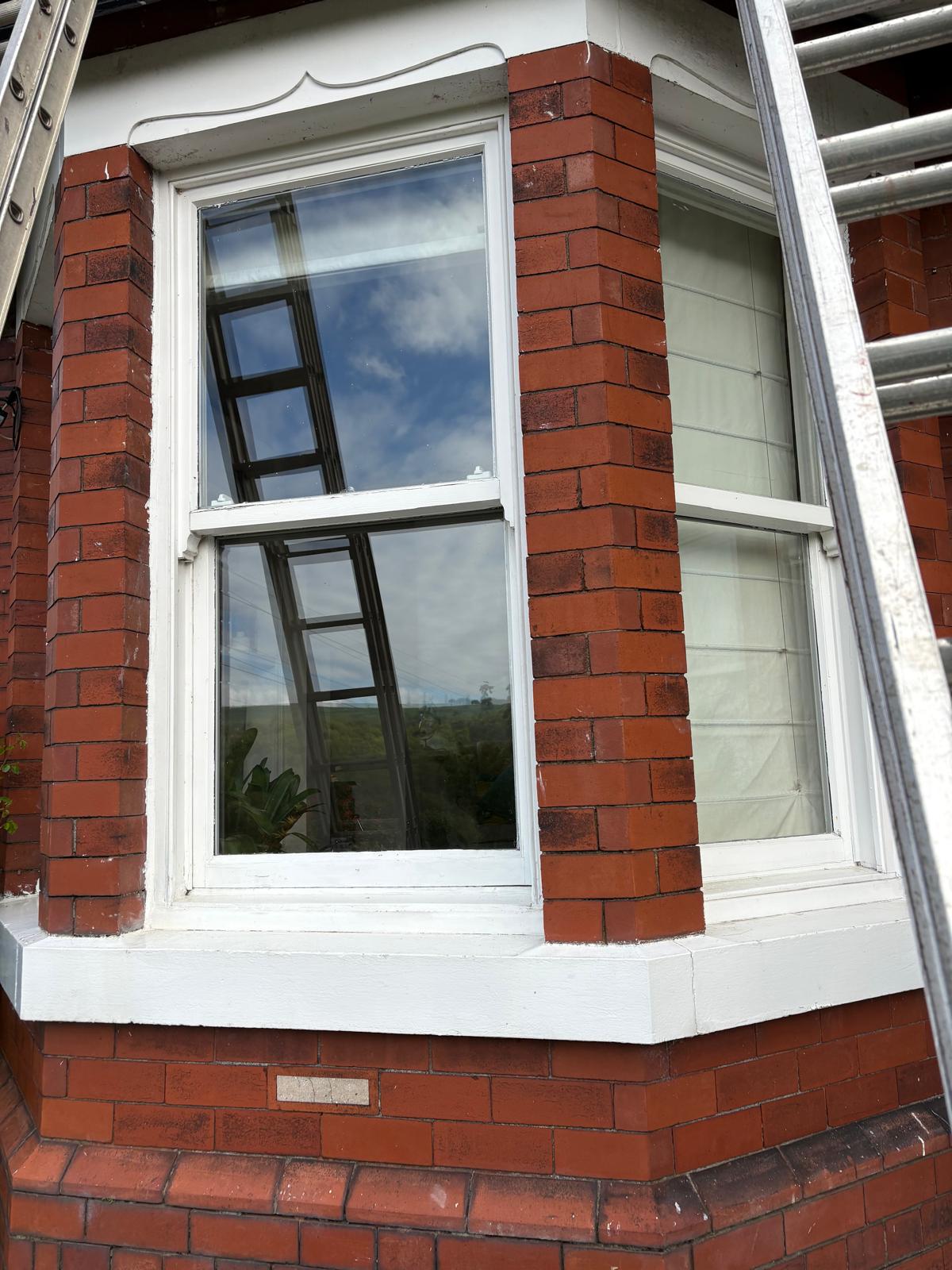 Bay window brickwork after cleaning